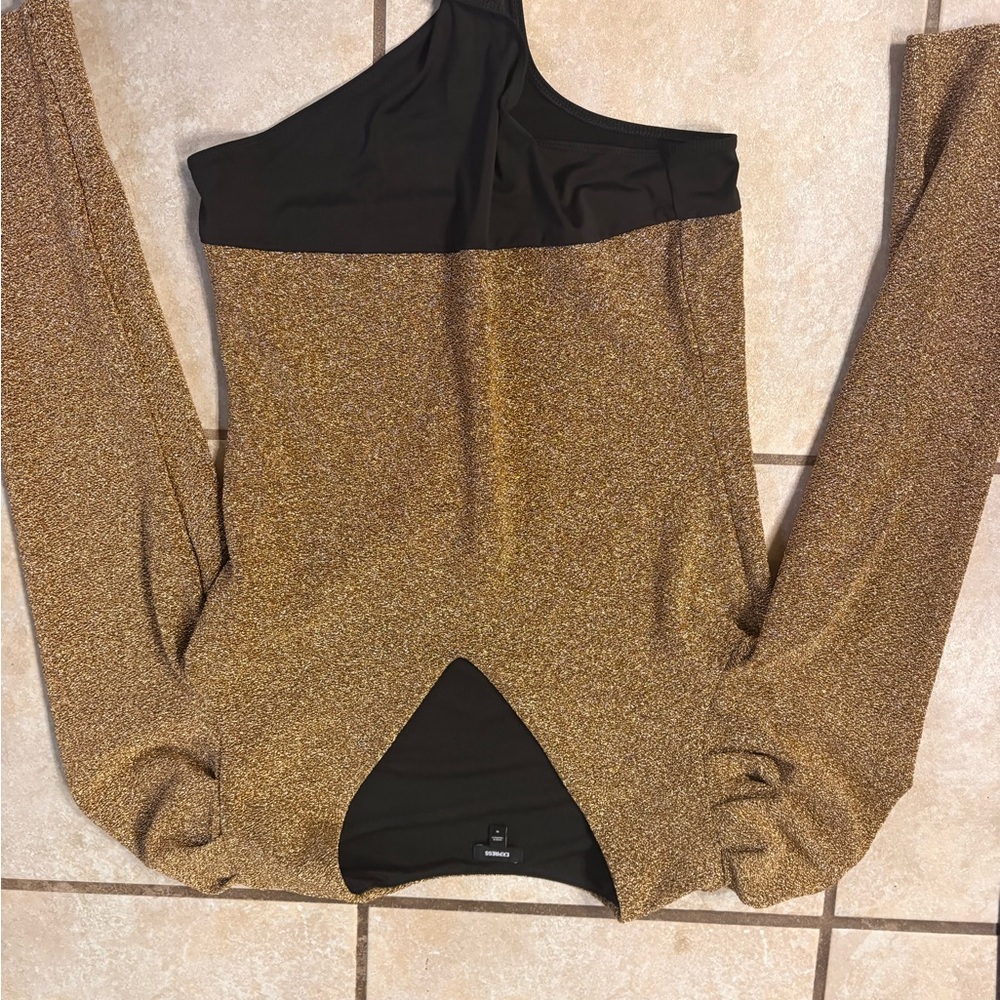 Express Gold and Black bodysuit